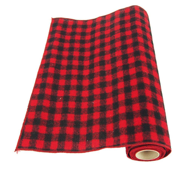 Plaid Checkered Christmas Felt Roll, Red/Black, 14-Inch