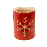 Flameless Essence Glow Snowflake LED Christmas Candle with Built-In Timer, Red