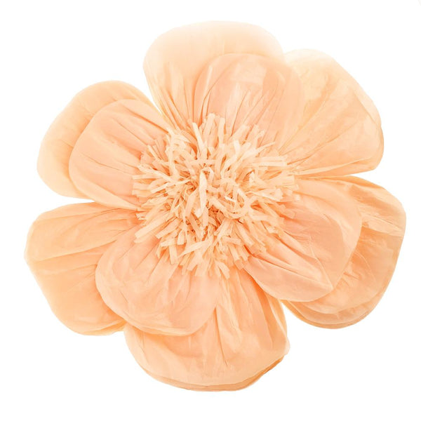 Paper Scalloped Magnolia Wall Flower, Peach, 20-Inch