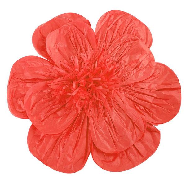 Paper Scalloped Magnolia Wall Flower, Red, 20-Inch