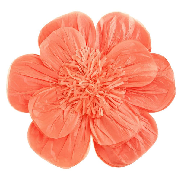 Paper Scalloped Magnolia Wall Flower, Coral, 20-Inch