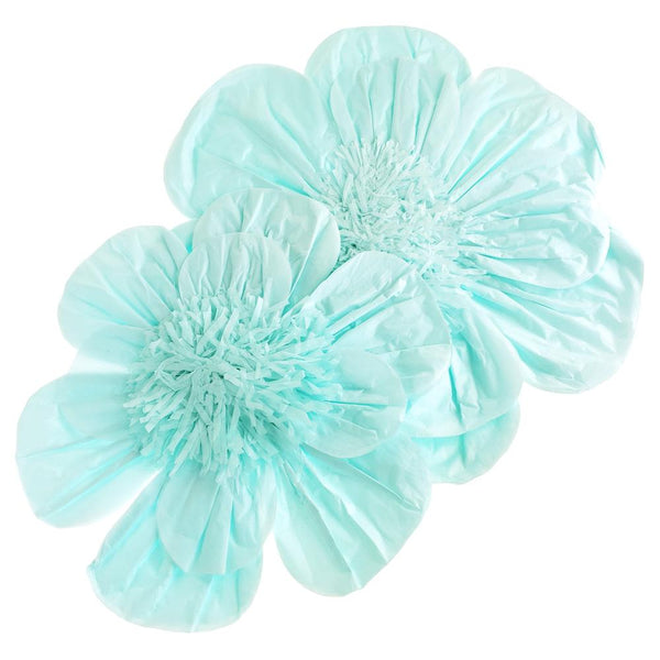 Paper Scalloped Magnolia Wall Flower, Blue, Assorted Sizes, 2-Piece