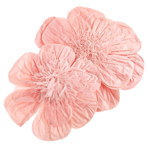 Paper Scalloped Magnolia Wall Flower, Blush, Assorted Sizes, 2-Piece