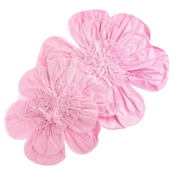 Paper Scalloped Magnolia Wall Flower, Pink, Assorted Sizes, 2-Piece