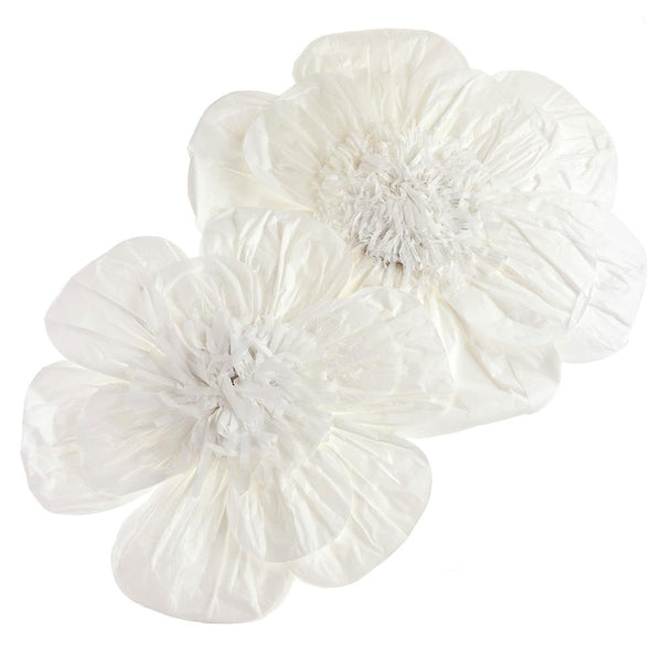 Paper Scalloped Magnolia Wall Flower, White, Assorted Sizes, 2-Piece