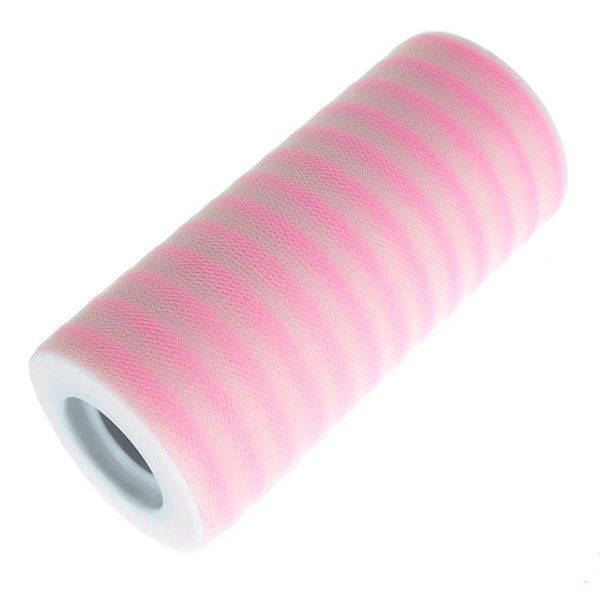 Stripe Tulle Spool Roll, 6-Inch, 25 Yards, Pink