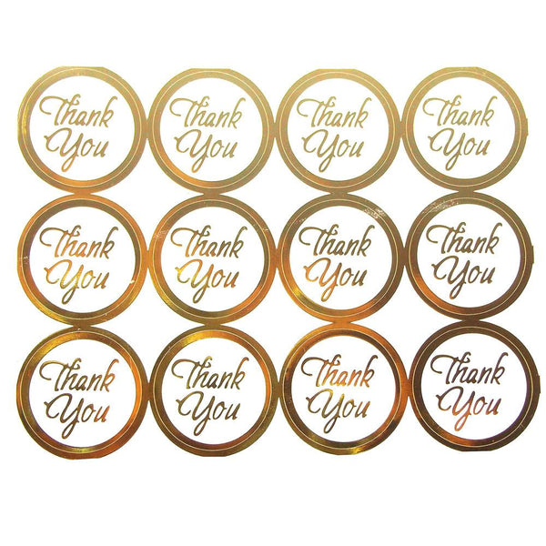 Thank You Print Foil Stickers, 1-Inch, 100-Count, Gold