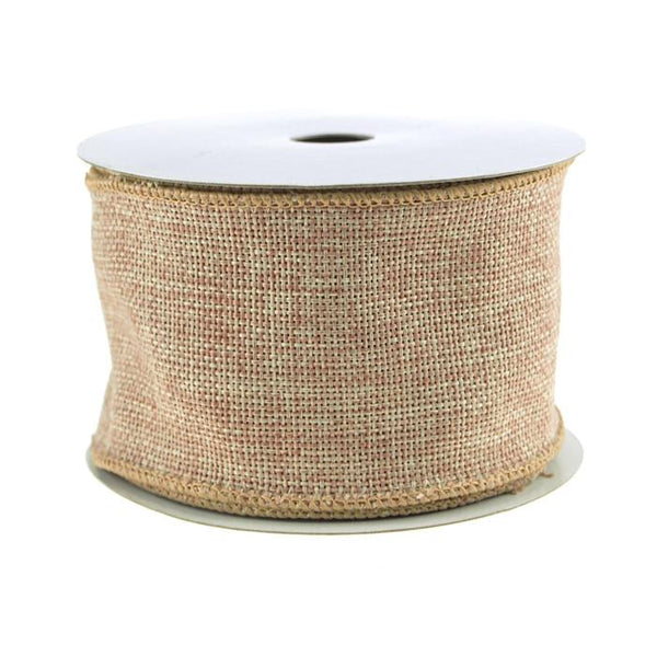 Faux Burlap Wired Edge Ribbon, 2-1/2-inch, 10-yard, Toffee