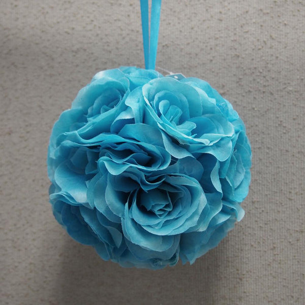 Silk Flower Kissing Balls Wedding Centerpiece, 6-inch, Turquoise