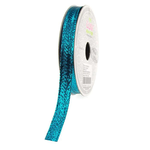 Solid Metallic Holiday Christmas Wired Ribbon, 3/8-Inch, 10 Yards, Turquoise