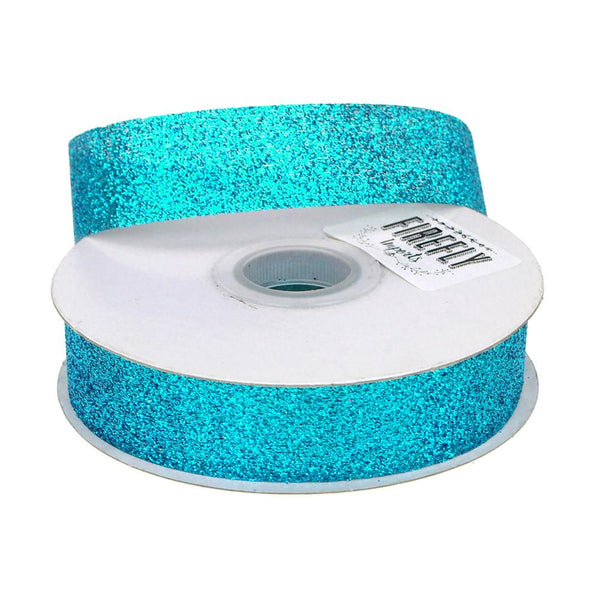 Glitter Ribbon Christmas Gift-wrapping, 7/8-Inch, 25 Yards, Turquoise