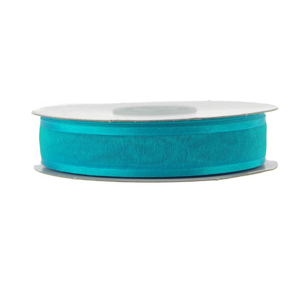 Satin-edge Sheer Organza Ribbon, 7/8-Inch, 25 Yards, Turquoise