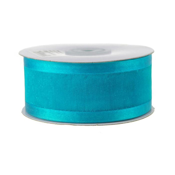 Satin-edge Sheer Organza Ribbon, 1-1/2-inch, 25-yard, Turquoise