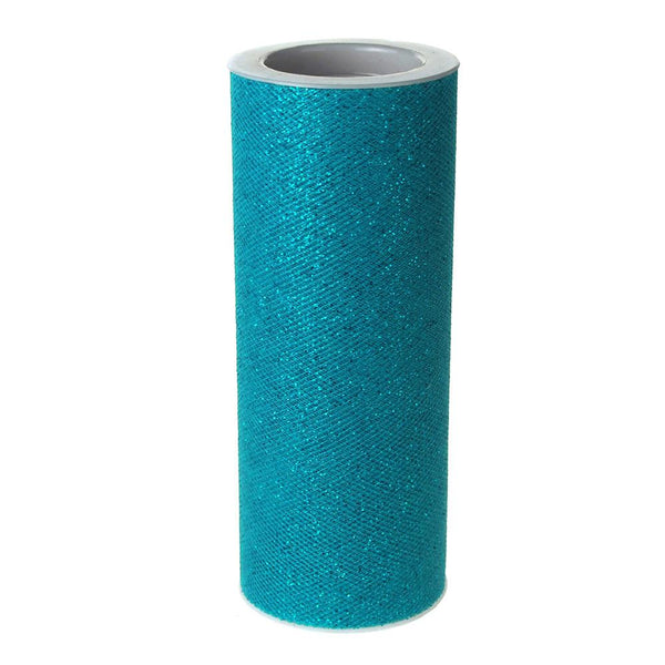 Glitter Tulle Spool Fabric Net, 5 1/2-Inch, 10-yard, Turquoise