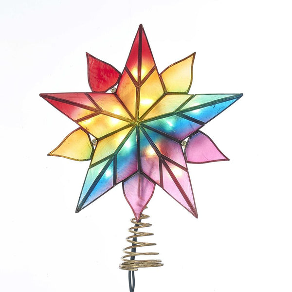 Capiz Star Christmas Tree Topper Clandestine Light, Multi-Color, 9-Inch