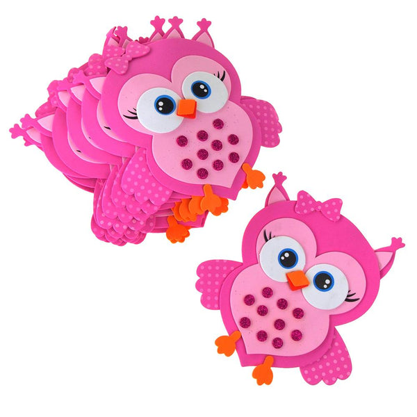 Foam Owl Animal Cutouts with Glitter, Pink, 7-1/2-Inch, 10-count