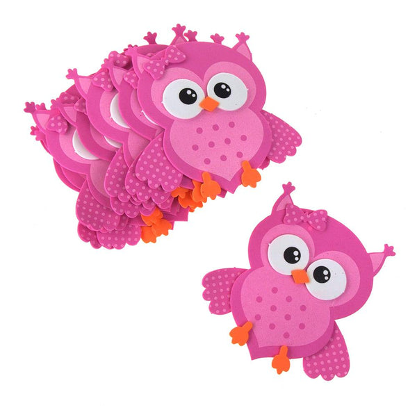 Foam Owl Animal Cutouts, Pink, 4-Inches, 10-count