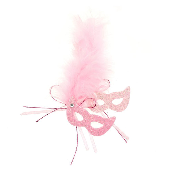 EVA Glitter Foam and Feather Masquerade Masks, 2-1/2-Inch, Pink