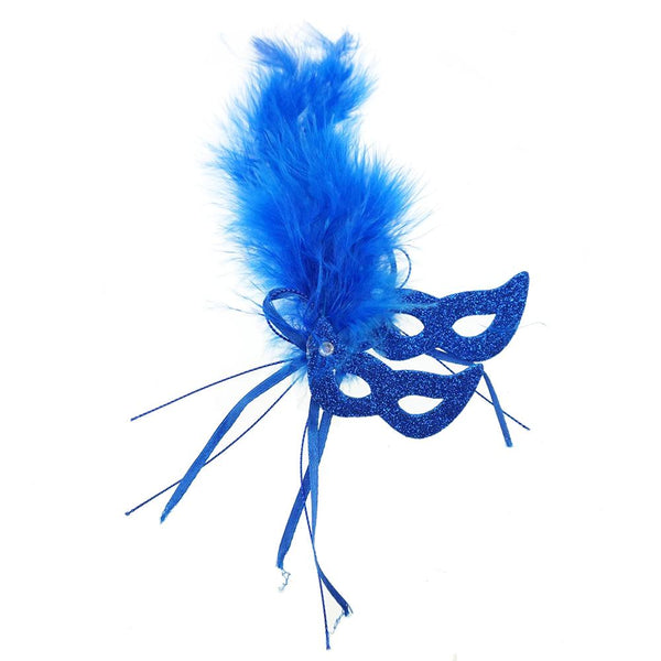 EVA Glitter Foam and Feather Masquerade Masks, 2-1/2-Inch, Royal Blue