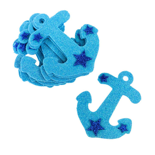 Glitter Foam Nautical Anchor Cut-Outs, Blue, 3-1/4-Inch, 10-Count