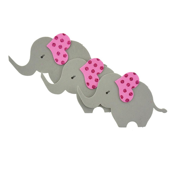 Glittered Elephant EVA Foam Cut Outs, 5-1/2-Inch, 10-Count, Pink