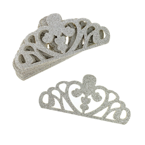 EVA Glitter Foam Tiara Crown Cut-Outs, Silver, 5-1/4-Inch, 10-Count