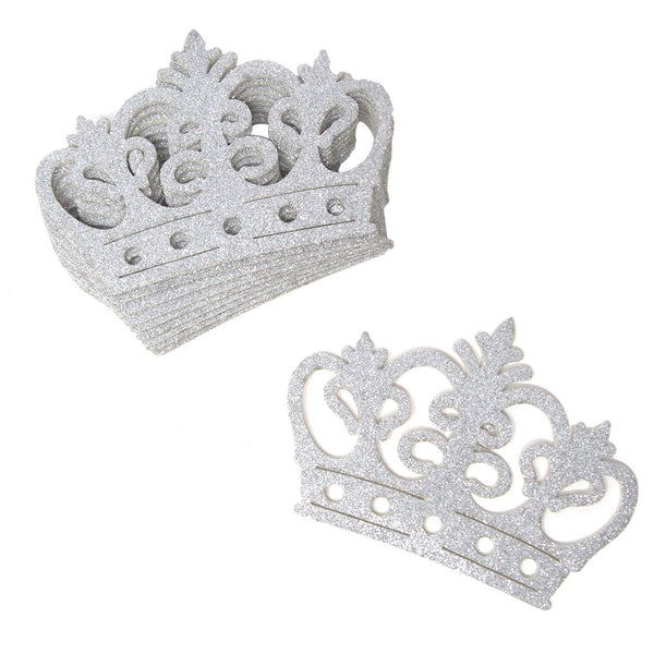 Glitter Foam Royal Crown Cut-outs, Silver, 4-3/4-Inch, 10-Count