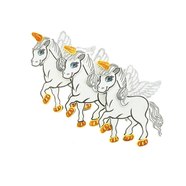 Glittered Unicorn EVA Foam Cut Outs, 5-Inch, 10-Count, Silver