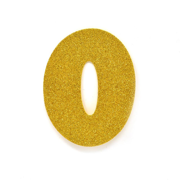 EVA Glitter Number Cut Out "0", Gold, 4-1/2-Inch, 12-Count