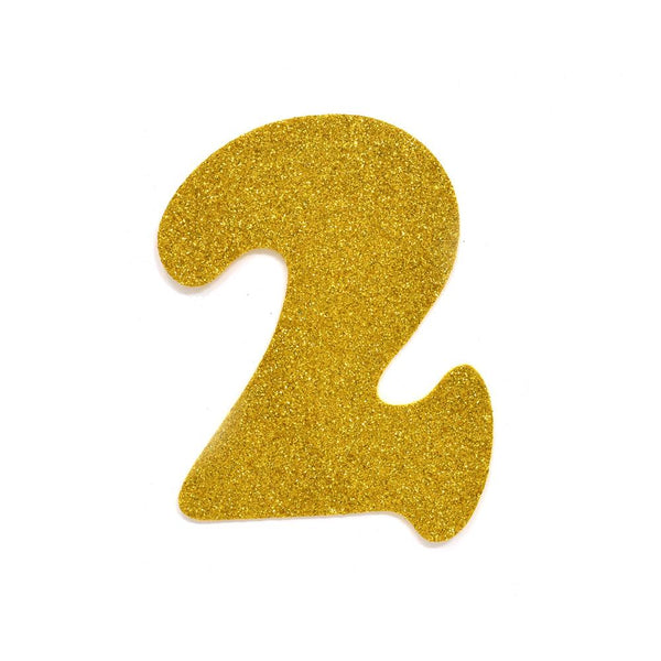 EVA Glitter Foam Number Cut Out "2", Gold, 4-1/2-Inch, 12-Count