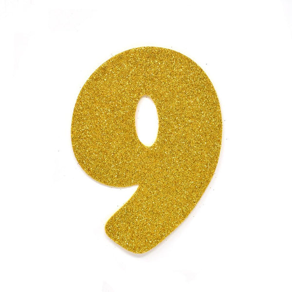 EVA Glitter Foam Number Cut Out "9", Gold, 4-1/2-Inch, 12-Count