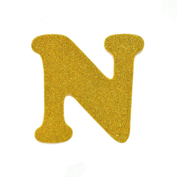 EVA Glitter Foam Letter Cut Out "N", Gold, 4-1/2-Inch, 12-Count