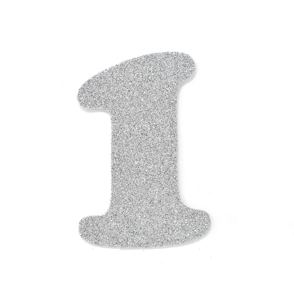 EVA Glitter Foam Number Cut Out "1", Silver, 4-1/2-Inch, 12-Count