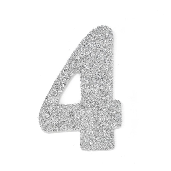 EVA Glitter Foam Number Cut Out "4", Silver, 4-1/2-Inch, 12-Count