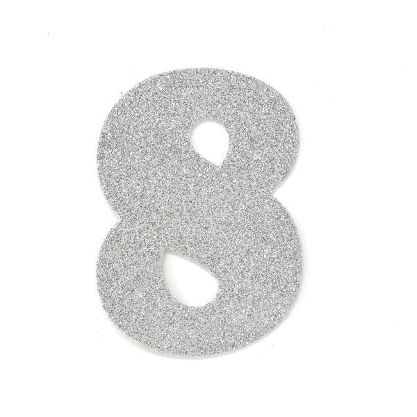 EVA Glitter Foam Number Cut Out "8", Silver, 4-1/2-Inch, 12-Count