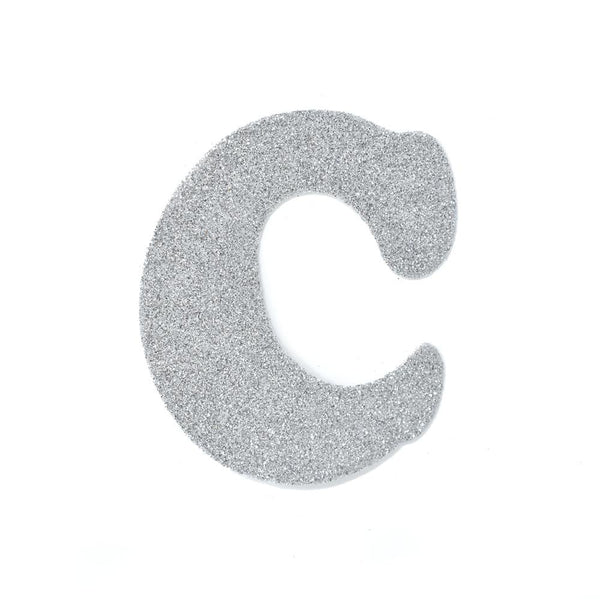 EVA Glitter Foam Letter Cut Out "C", Silver, 4-1/2-Inch, 12-Count