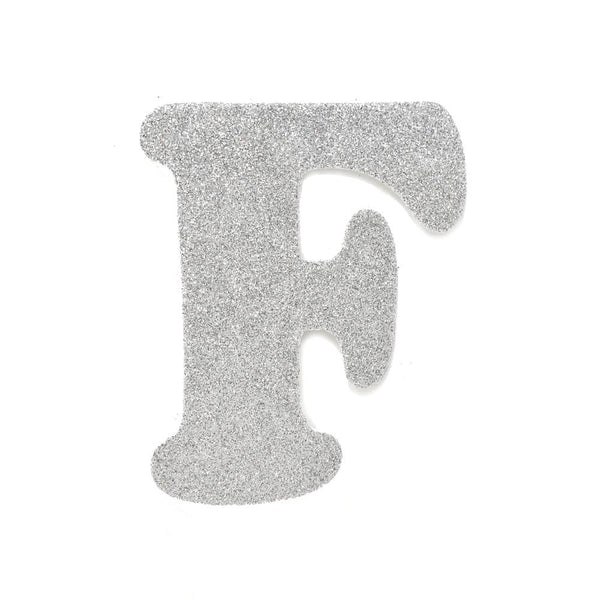 EVA Glitter Foam Letter Cut Out "F", Silver, 4-1/2-Inch, 12-Count