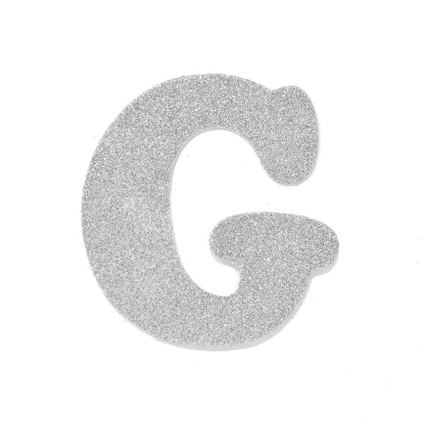 EVA Glitter Foam Letter Cut Out "G", Silver, 4-1/2-Inch, 12-Count