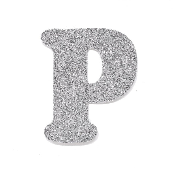 EVA Glitter Foam Letter Cut Out "P", Silver, 4-1/2-Inch, 12-Count