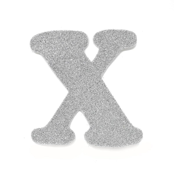 EVA Glitter Foam Letter Cut Out "X", Silver, 4-1/2-Inch, 12-Count