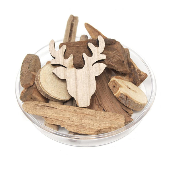 Decorative Christmas Bowl Vase Filler Wood Shapes, Deer