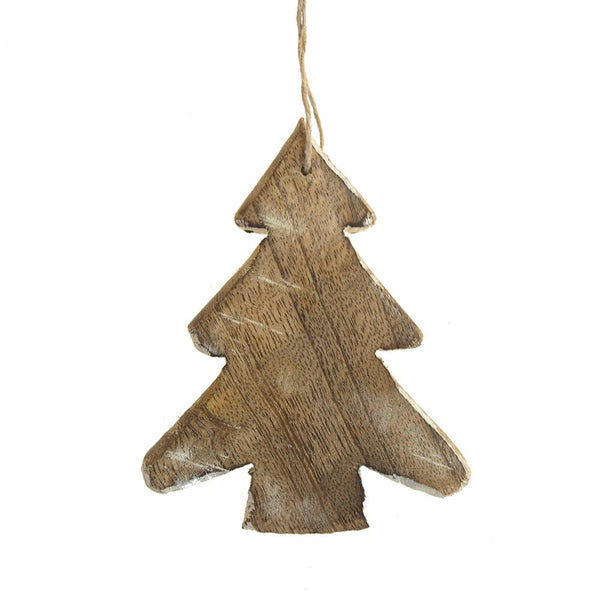 Christmas Tree Wooden Ornament, Natural, 4-Inch