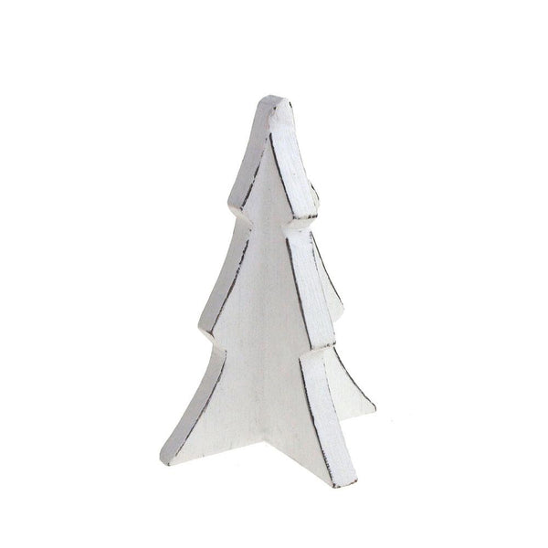 Wooden Christmas Tree Stand Ornament, White, 6-Inch