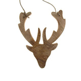 Hanging Distressed Reindeer Head Wooden Christmas Ornament, 5-1/2-Inch