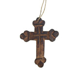 Hanging Carved Nasrani Cross Christmas Tree Ornament, 4-Inch