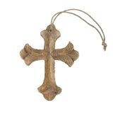 Hanging Beveled Nasrani Cross Christmas Tree Ornament, 4-Inch