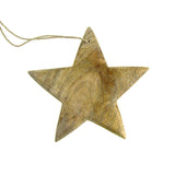 Hanging Wooden Star Christmas Tree Ornament, 5-1/2-Inch