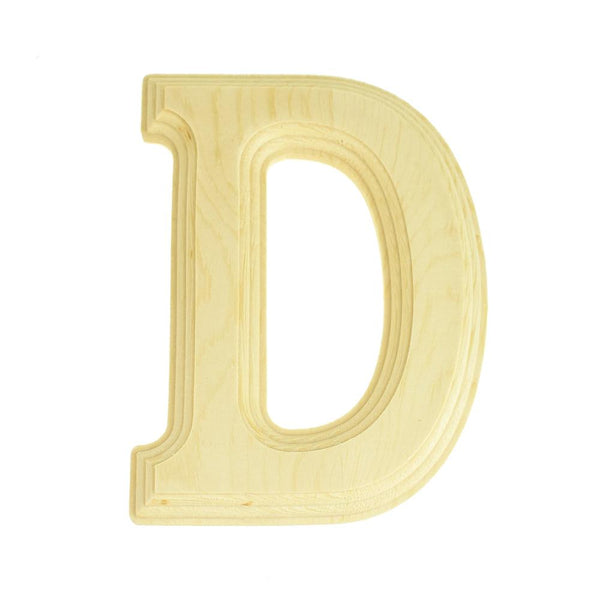 Pine Wood Beveled Wooden Letter D, Natural, 5-13/16-Inch