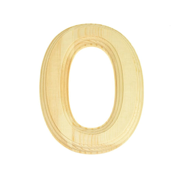 Pine Wood Beveled Wooden Letter O, Natural, 5-13/16-Inch