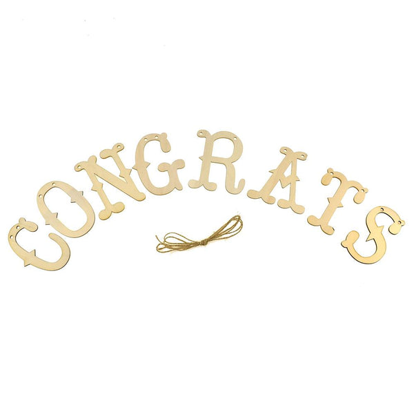 Craft Wooden Laser Cut Banner "Congrats", Natural, 4-1/2-Inch